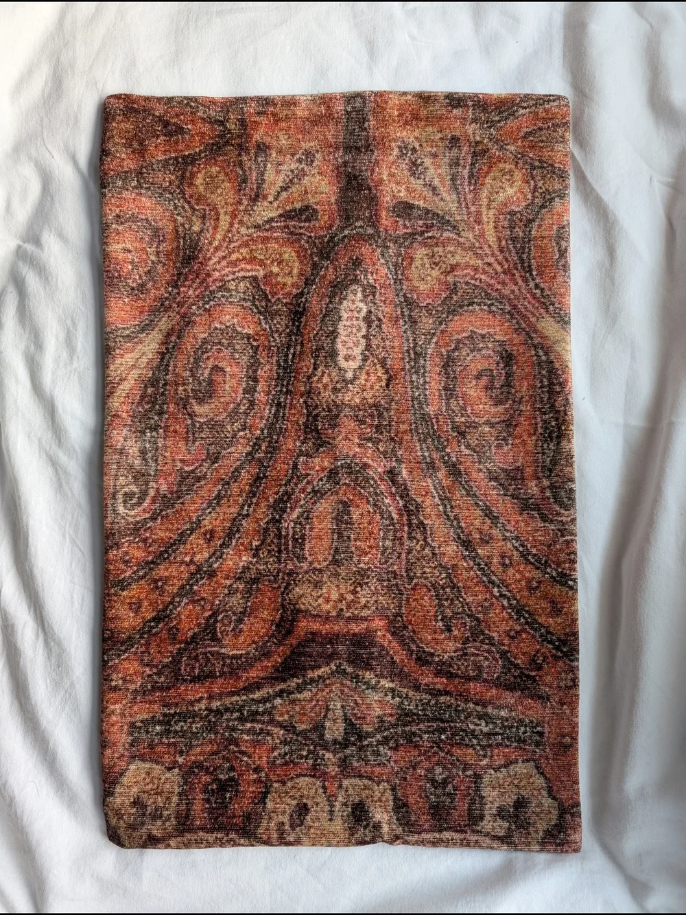 Pottery Barn Chenille Paisley Rectangular Pillow Cover Rust & Brown
